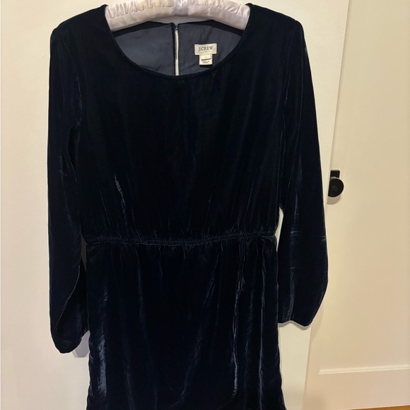 SOLD! J Crew Factory Navy Blue Velvet Tulip Hem Dress Size 6 - Picture 3 of 8